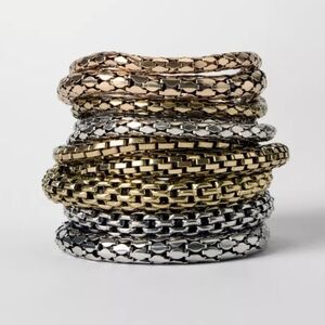 NEW! Zara Metal Mixed Gold & Silver Kate Stack Set ( 7) Bracelets